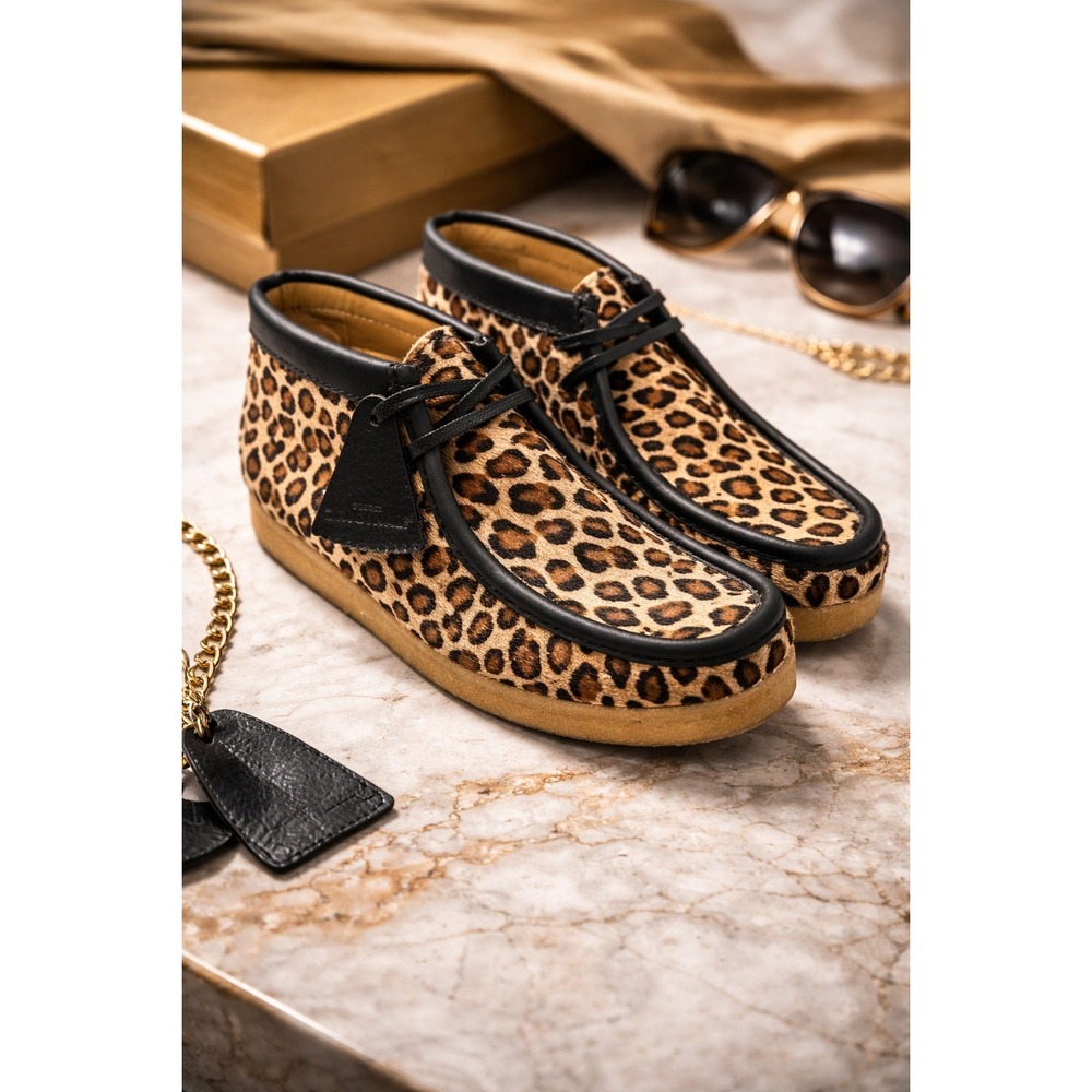 Clarks Originals Wallabee Leopard Print Shoes 10 Made in Italy‎ Small Batch RARE